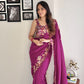 Embroided Vichitra silk saree