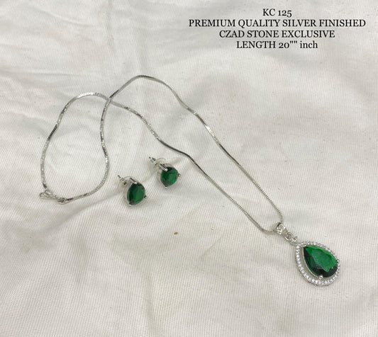 Premium quality silver finished CZ stone exclusive neck chain with stud