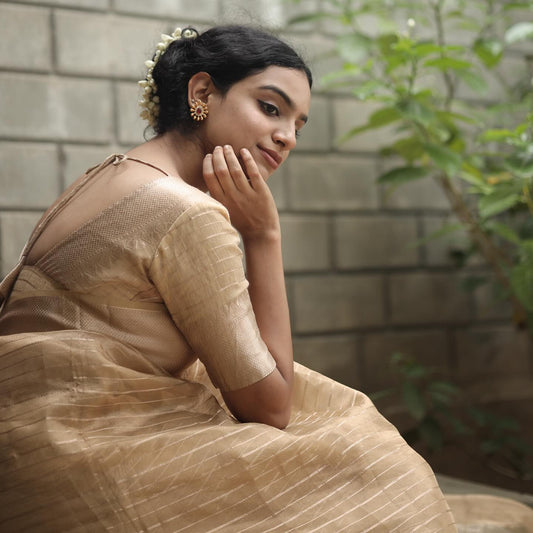 Golden Banarasi Tissue Saree for festive wear UK