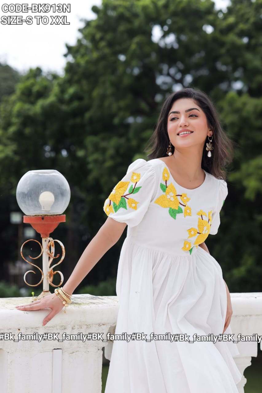 White marigold long frock