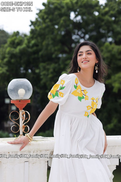 White marigold long frock
