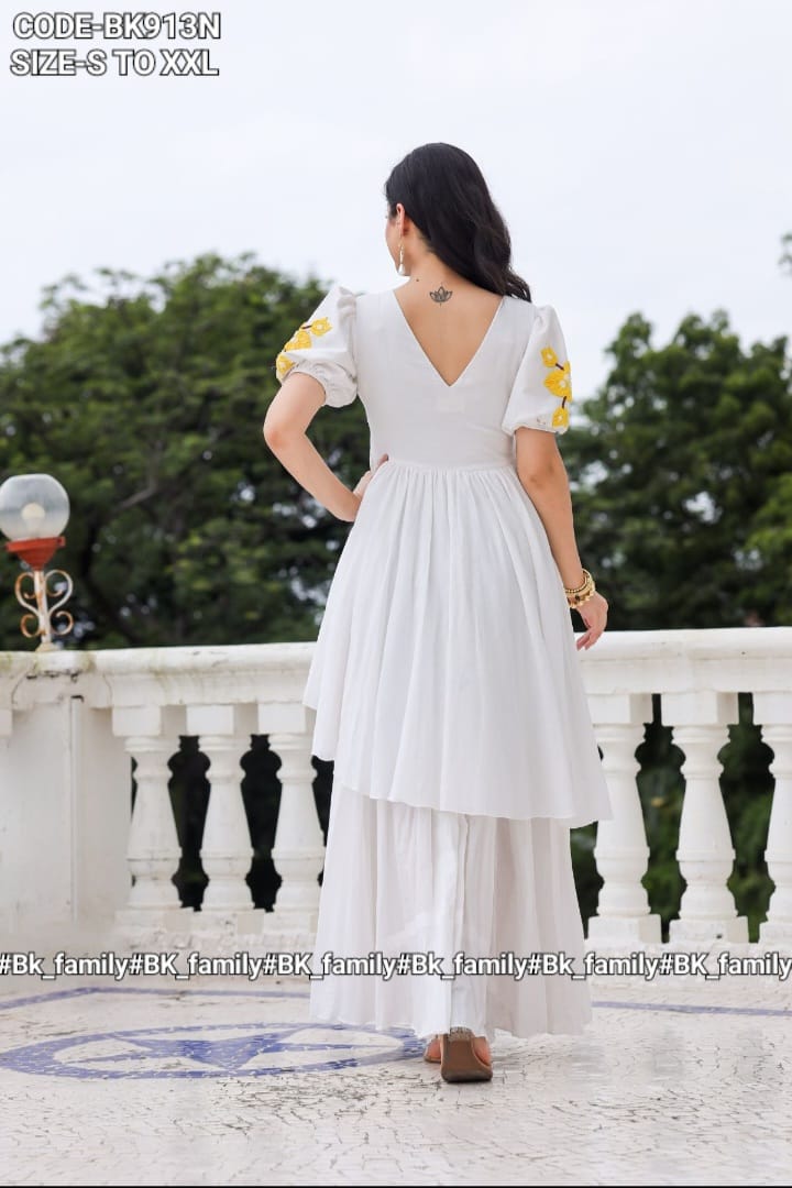 White marigold long frock