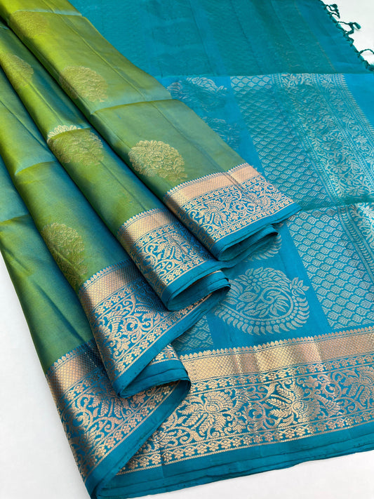 Traditional colour Kanchipuram soft silk saree