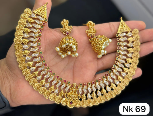 Antique stone work necklace set