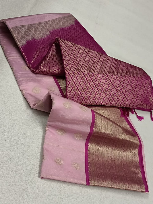 Graceful Pink & Magenta Semi Silk Pattu Saree – Wedding & Festive Wear | UK Next Day Delivery