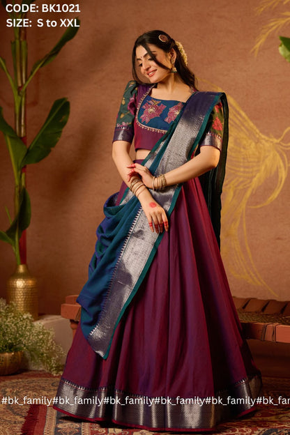 Vamika Lehenga Set is ready to wear,  Banarasi silk lehenga / half saree
