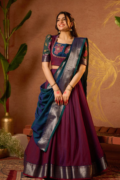 Vamika Lehenga Set is ready to wear,  Banarasi silk lehenga / half saree