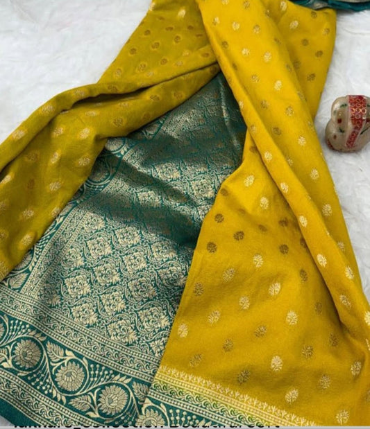 mustard yellow georgette silk saree