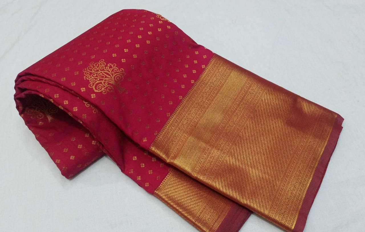 Classic Red Semi silk pattu sarees - zari work wedding saree