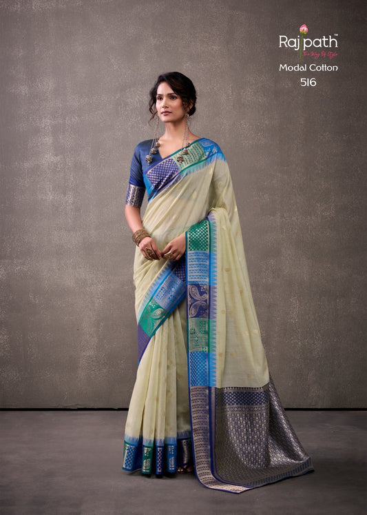 premium modal cotton with rainbow weaving saree