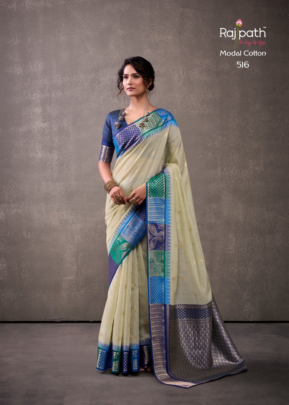 premium modal cotton with rainbow weaving saree