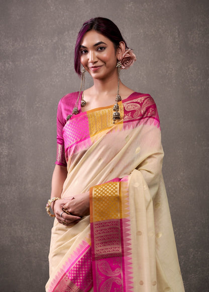 premium modal cotton with rainbow weaving saree