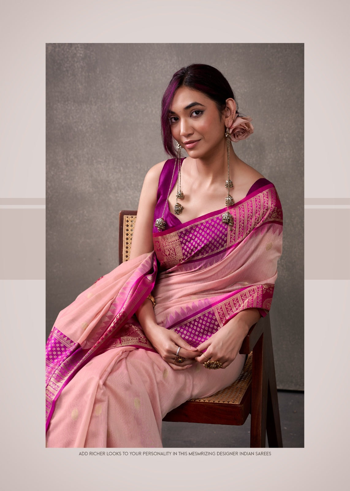 premium modal cotton with rainbow weaving saree