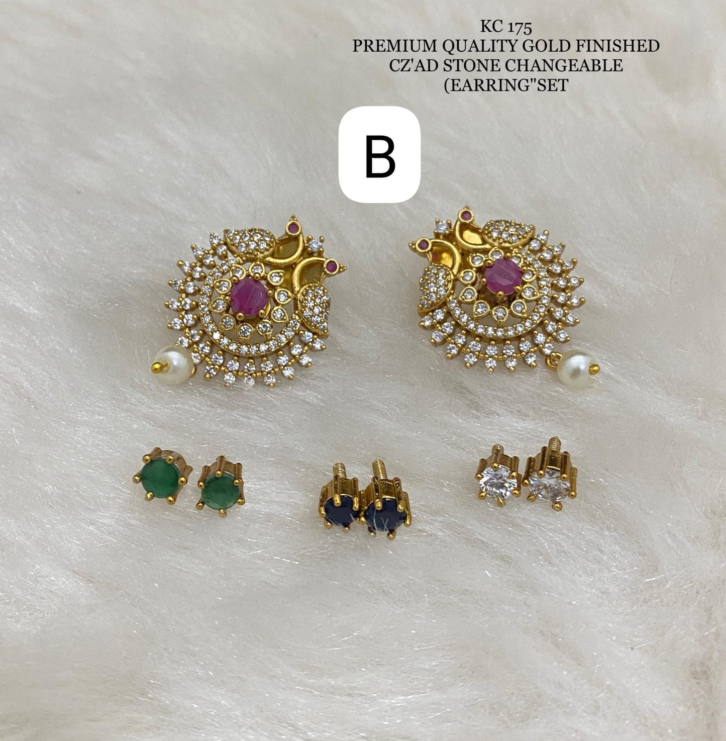 changable stud earrings - Indian style earrings, Stonework Studs