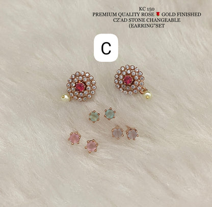 changable stud earrings - Indian style earrings, Stonework Studs