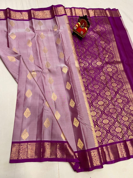 new Regal Lilac and Violet Kanchipuram Pure Silk Saree