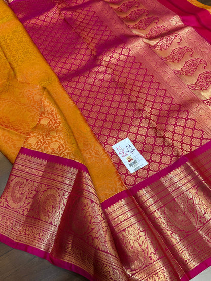 Kanchipuram wedding saree in Red and Magenta silk mark certified saree