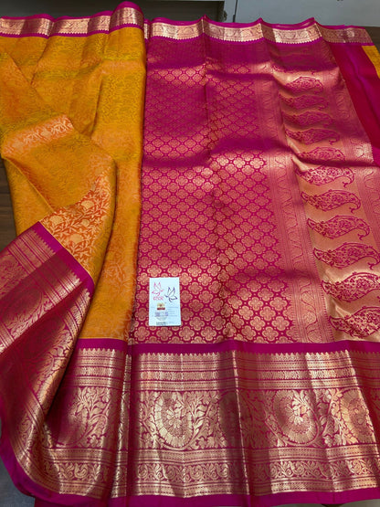 Kanchipuram wedding saree in Red and Magenta silk mark certified saree