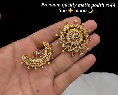Traditional Sun & Moon Hair Ornaments (Suriyan & Chandran) – Matte Finish