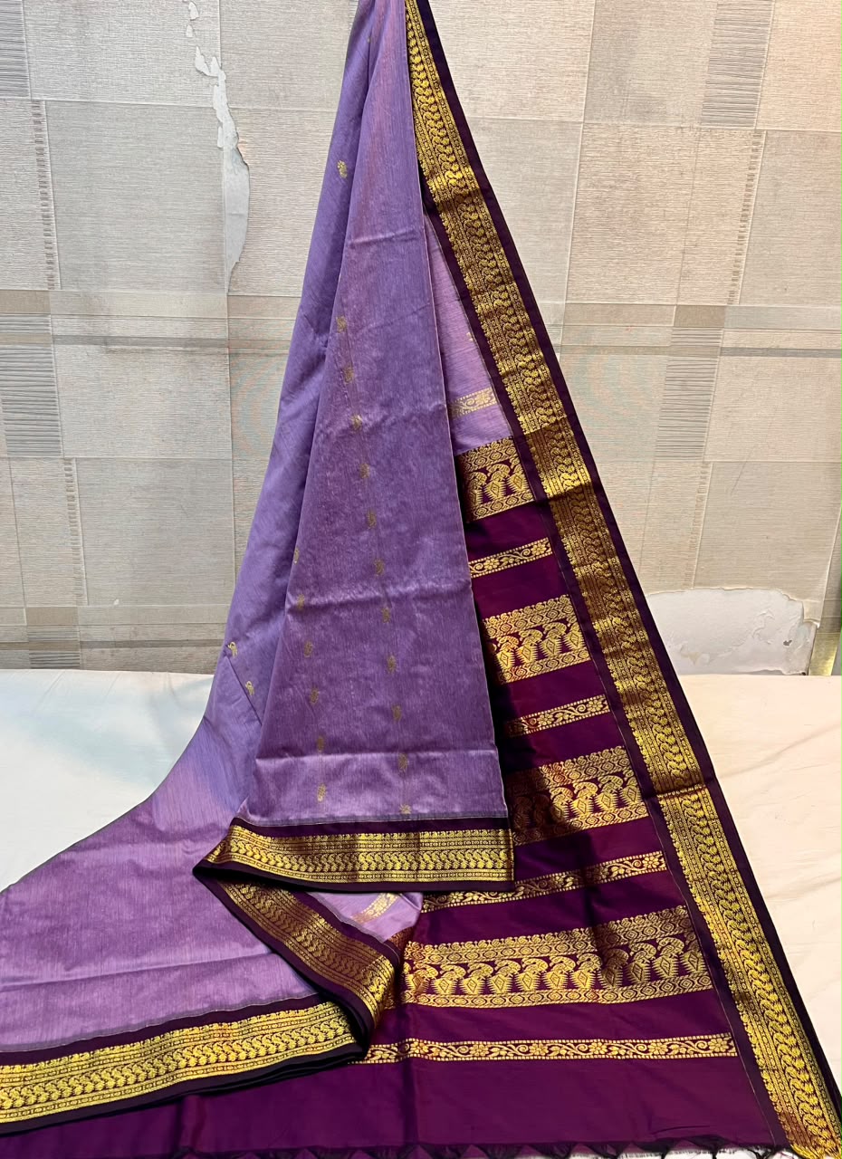Purple & Wine Zari Saree | South Indian Traditional Saree | Gold Zari Border Silk Saree | Wedding & Festive Saree