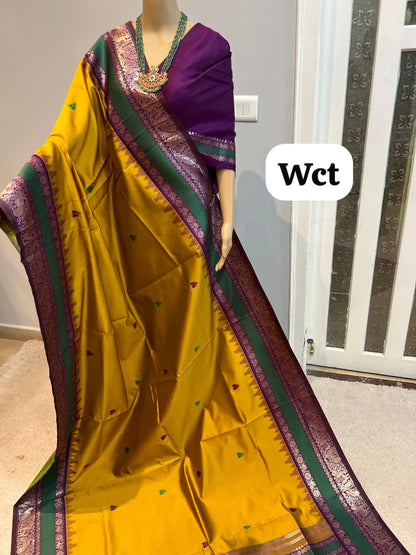 purple - traditional Kadiyal Paithani soft silk saree