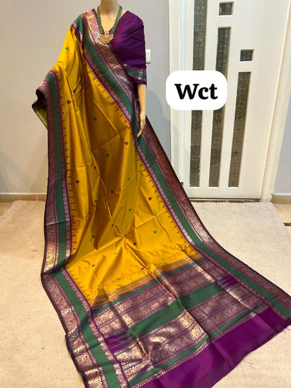 purple - traditional Kadiyal Paithani soft silk saree