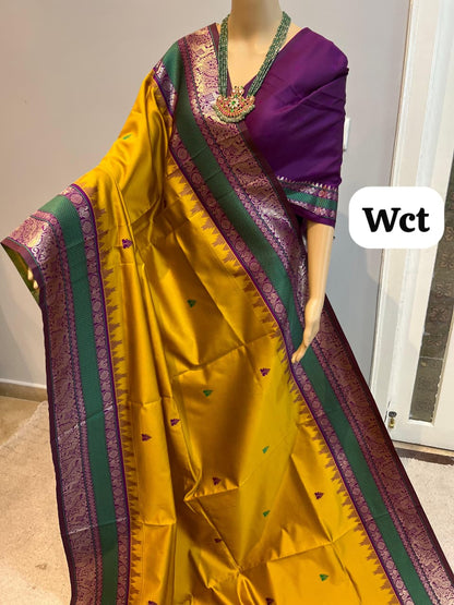 purple - traditional Kadiyal Paithani soft silk saree