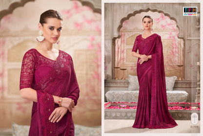 Magenta Chiffon Designer Saree with Embroidered Blouse | Party Wear Saree
