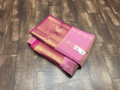 Kanchipuram Pure Silk Saree in pink hue