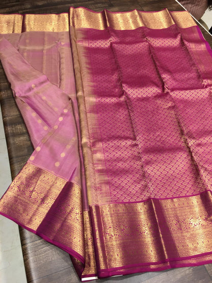 Kanchipuram Pure Silk Saree in pink hue