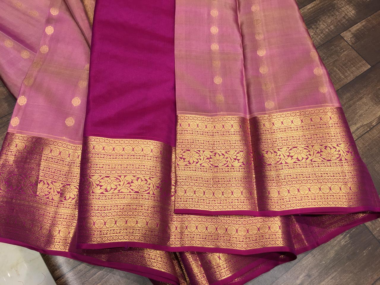Kanchipuram Pure Silk Saree in pink hue
