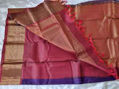 Kanchipuram Pure Silk Saree Online – Royal Purple with Gold Zari