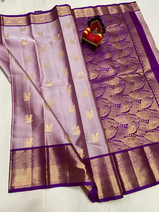 Regal Lilac and Violet Kanchipuram Pure Silk Saree