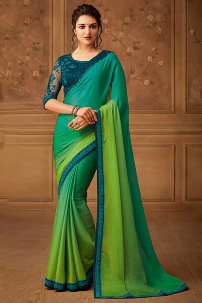 Shades of blue party wear saree