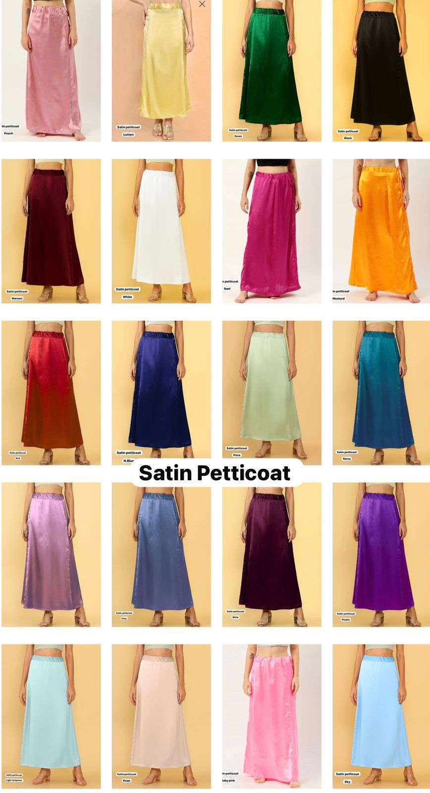 Satin Saree Petticoat - Stitched Petticoat