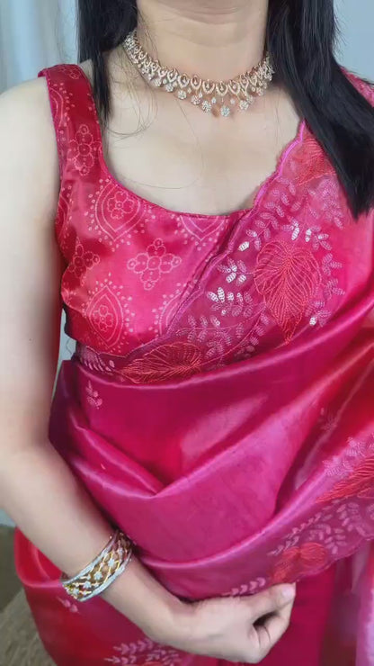 Cut work Organza party wear saree