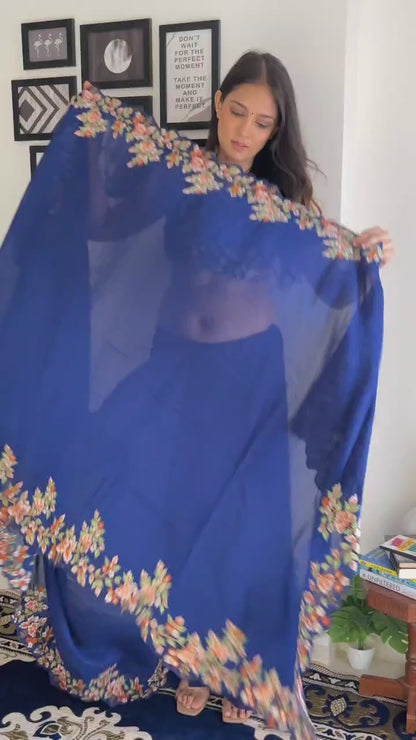 Embroided Vichitra silk saree