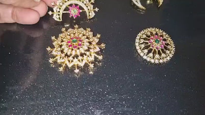 Traditional Sun & Moon Hair Ornaments (Suriyan & Chandran) – Matte Finish