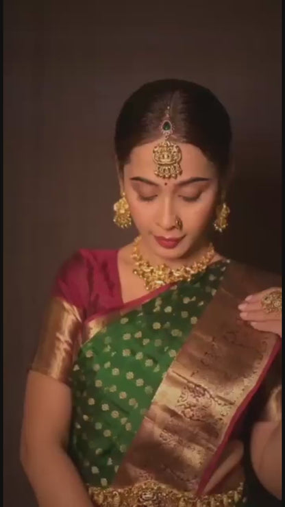 Green and maroon Kanchivaram pure silk