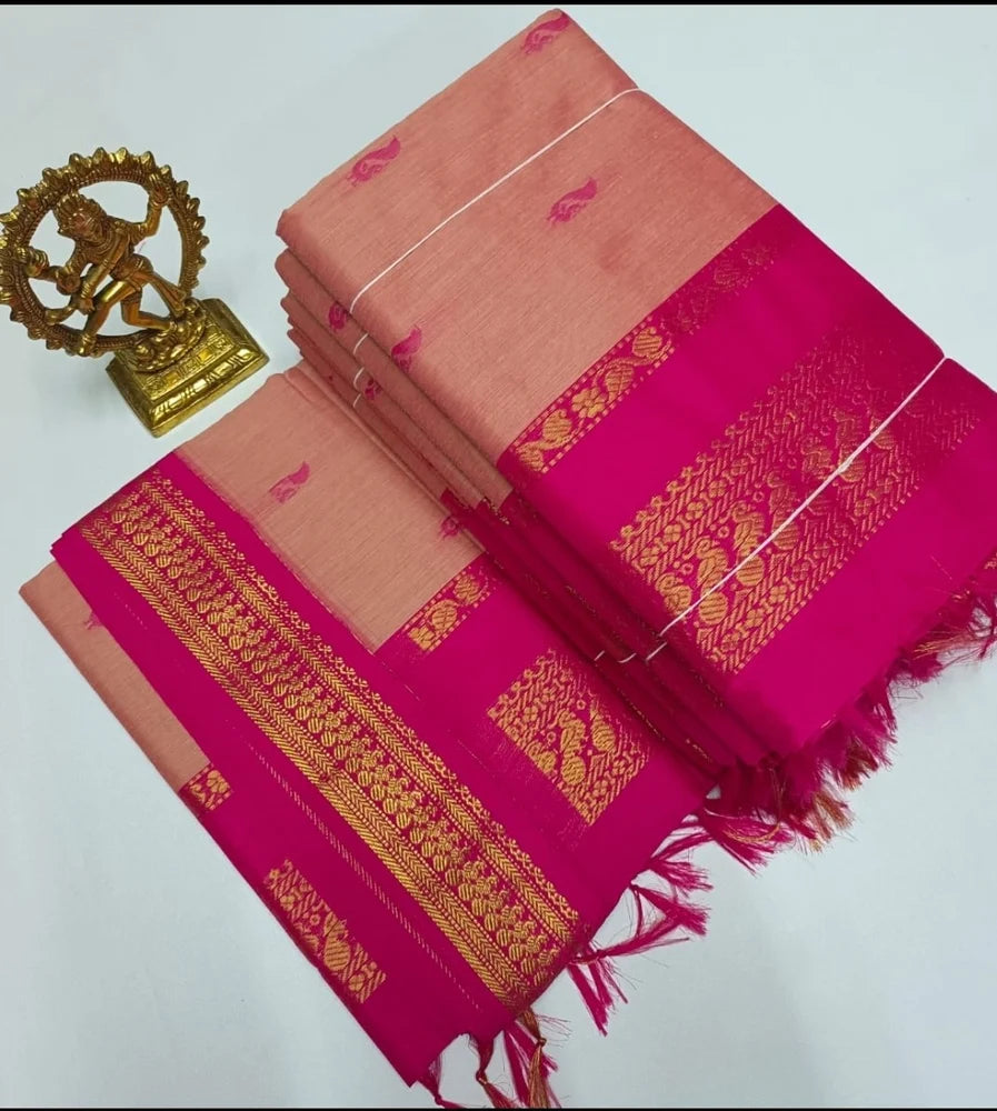 Dusky pink kalyani cotton saree