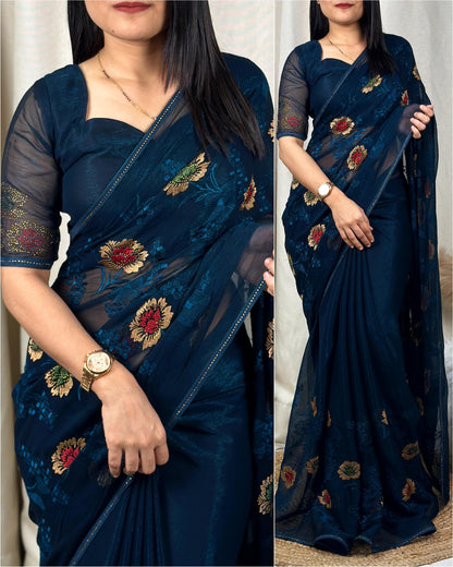 Magenta Sitara chiffon sare