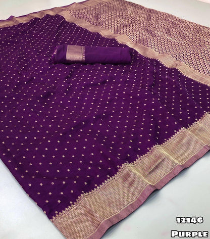 Purple - Khadi georgette red zari work saree