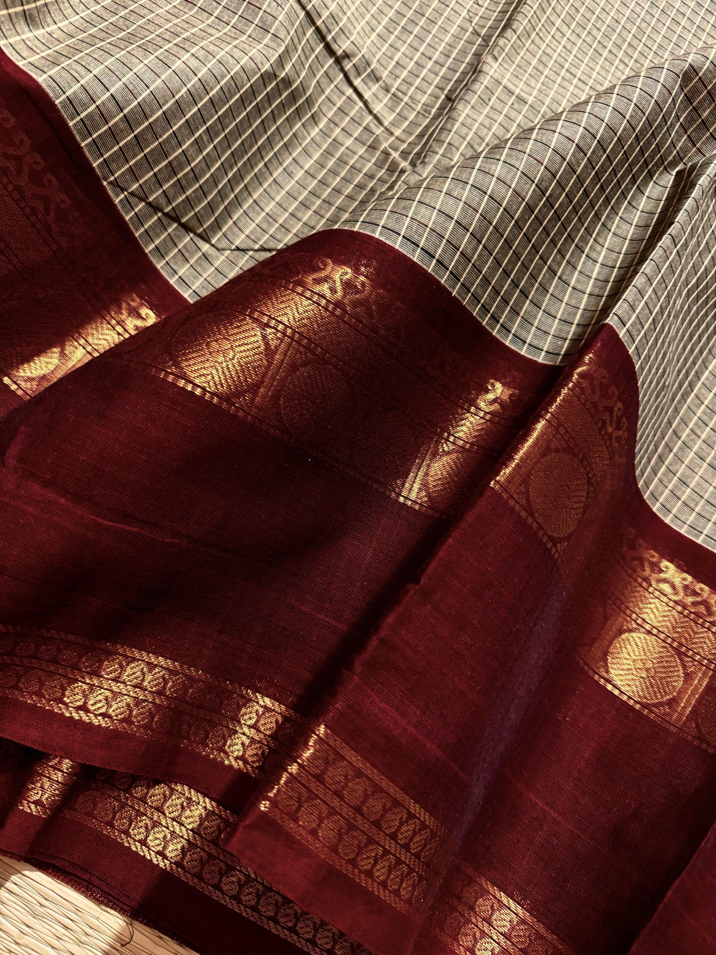 Ganga Jamuna border pure kanchi cotton saree in check