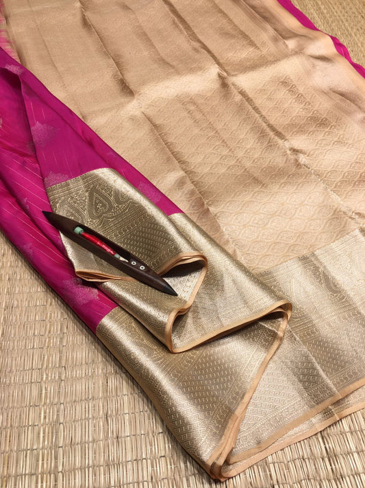 Pink kanchivaram silk saree with silk mark certificate