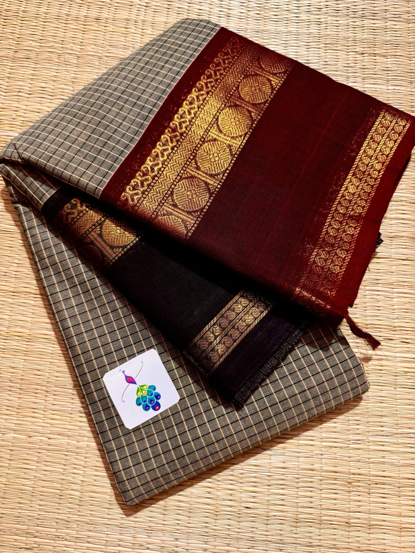 Ganga Jamuna border pure kanchi cotton saree in check