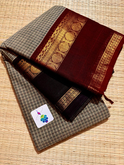 Ganga Jamuna border pure kanchi cotton saree in check