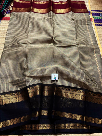 Ganga Jamuna border pure kanchi cotton saree in check