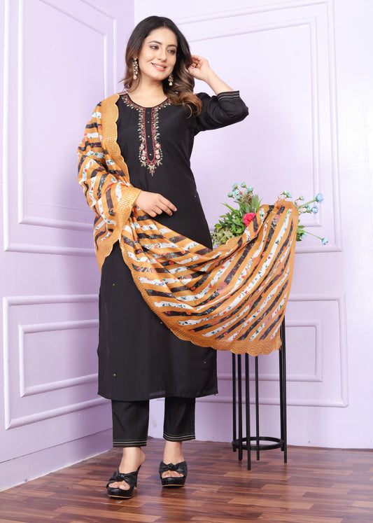 Black Roman silk shalwar set