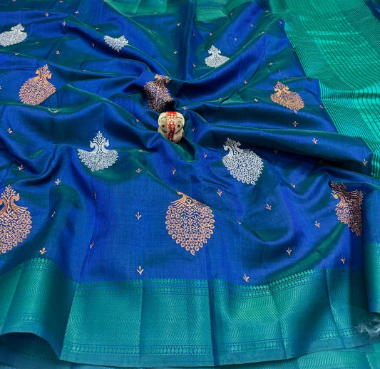 Dupion Silk embroidery saree