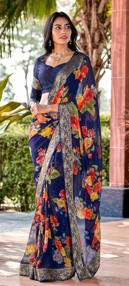 Georgette printed saree